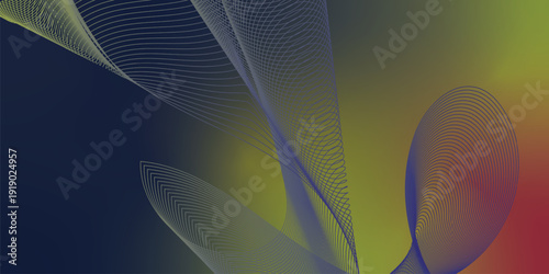 Tomato LimeGreen Chocolate and MediumBlue abstract shape grainy gradient background with black backdrop and noisy texture wide banner poster header design