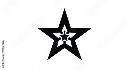 Geometric star shape with nested star design on white background