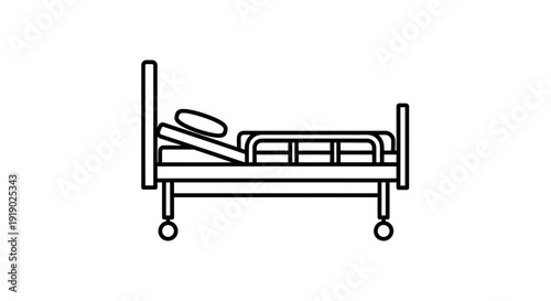Hospital Bed Icon Line Art - Medical Care, Healthcare, Illness and Recovery
