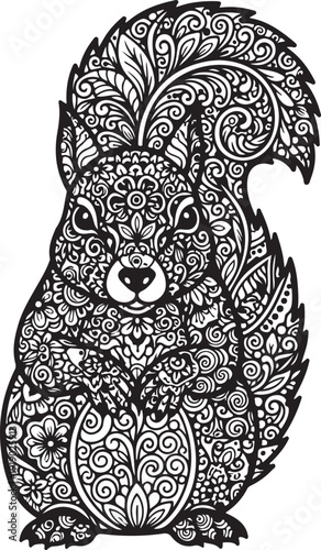 Squirrel Mandala Design Silhouette Vector Illustration Art