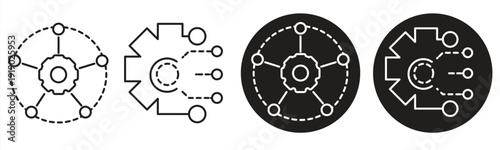 Data integration icon. Technology framework or development, software or API, editable line, Suitable for website design, logo, app, template, UI and more. Vector illustration.