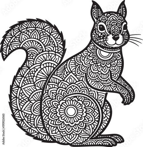 Squirrel Mandala Design Silhouette Vector Illustration Art