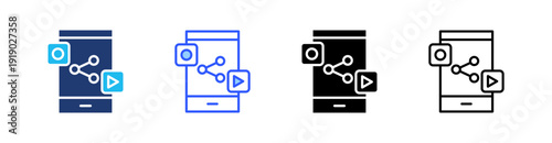 Social Media Multi Style Icon Set Vector 