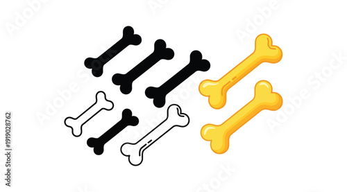 A group of dog bones in different colors