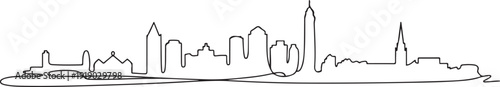 One single line drawing Elizabeth city skyline, New Jersey. World historical town landscape. Best holiday destination postcard. one line Icon drawing