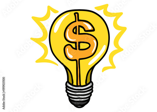 A light bulb with a dollar logo glowing brightly