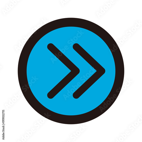 水色に黒の丸型な矢印アイコン