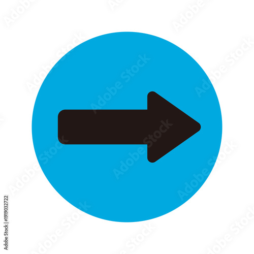 水色に黒の丸型な矢印アイコン