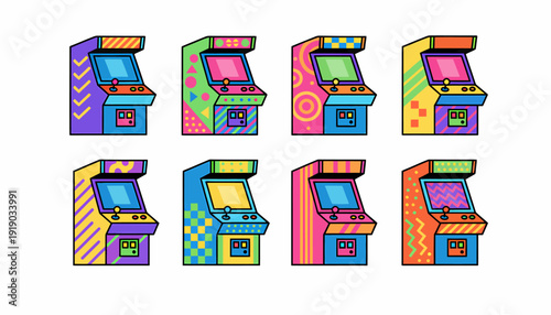 Retro Pixel Art Arcade Machines Collection