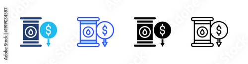 Oil Multi Style Icon Set Vector 