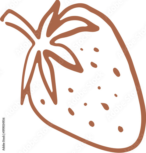Brown strawberry retro vector illustration. Cafe, patisserie and bakery vintage doodles series.