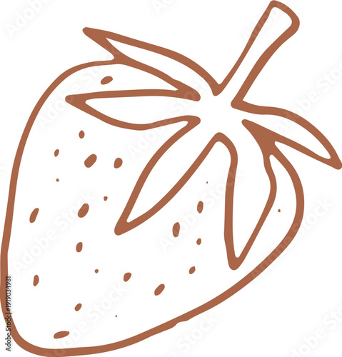 Brown strawberry retro vector illustration. Cafe, patisserie and bakery vintage doodles series.