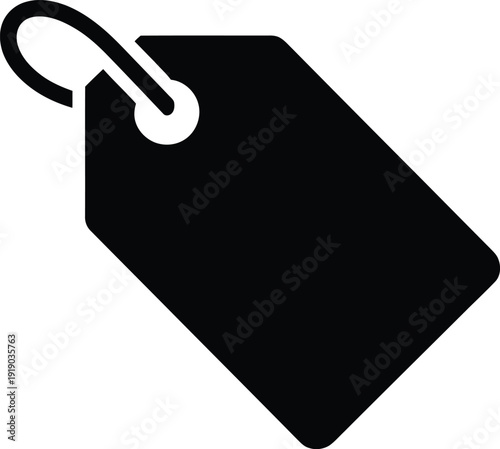 Black silhouette of a price tag representing retail sales commercial discounts boutique shopping consumer marketing promotion strategies and product labeling equipment.