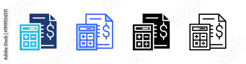 Taxes Multi Style Icon Set Vector 
