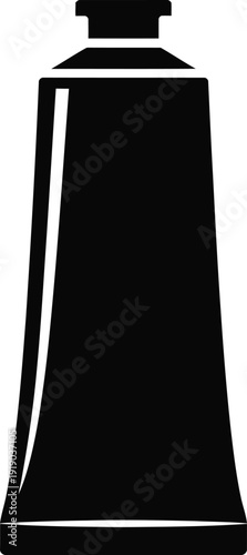 Black silhouette of a metal ointment tube representing medical salves pharmaceutical creams toothpastes oil paints and professional healthcare product packaging designs.
