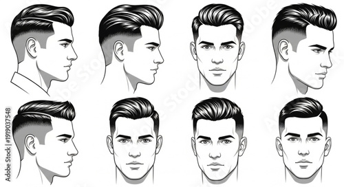 Male Haircut Styles Front Side Back View.