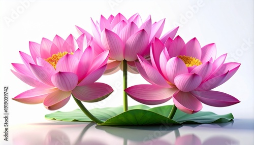 Pink lotus flowers blooming with green leaves – elegant floral illustration symbolizing purity and tranquility.