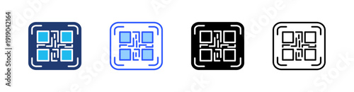 Qr Code Multi Style Icon Set Vector 