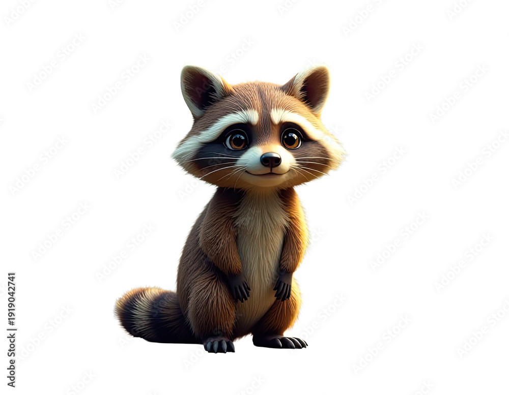 Obraz premium A raccoon sitting upright, looking friendly and curious