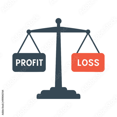 sale on scale profit and loss vector icon