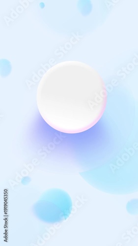 Abstract loop animated background with white copy space button and blue circle sphere moving around. Vertical video for social network.