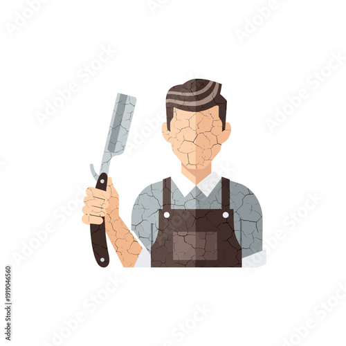 Barber with Straight Razor, Vintage Style Haircut