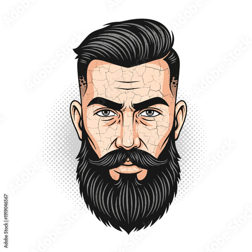 Bearded Man Portrait, Vintage Style, Hipster Man, Tattoo Artist