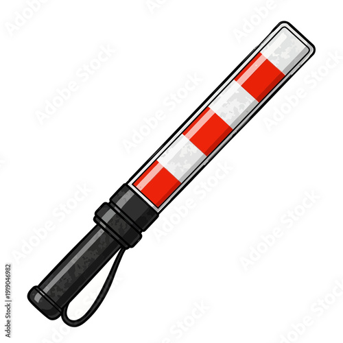 Traffic Control Wand with Red and White Stripes