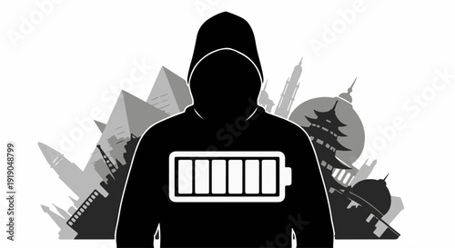 Anonymous traveler with a full battery of energy, exploring global landmarks.