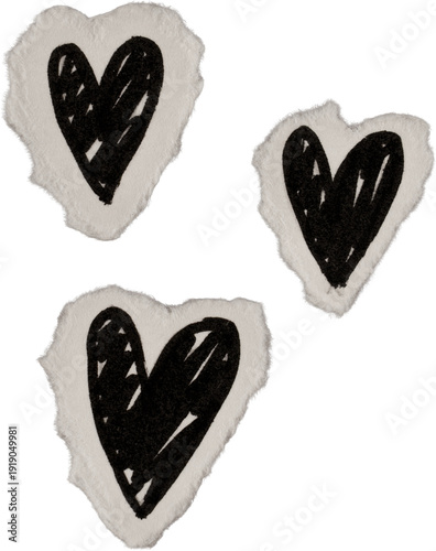 Wallpaper Mural Black And White Vintage Ripped Paper Hearts Doodle Torontodigital.ca