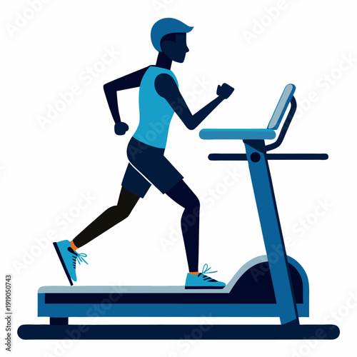 Man running on treadmill fitness exercise workout gym healthy lifestyle sport