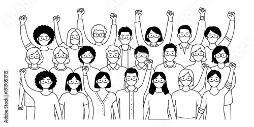 Minimalist line art illustration of a woman with a high bun wearing a large hoop earring Vector, illustration