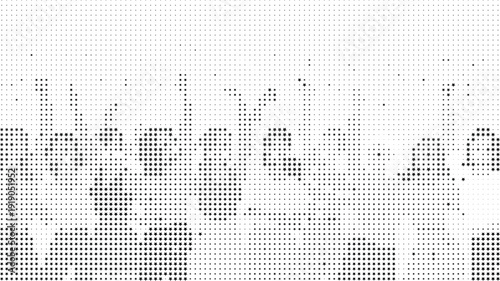 Abstract Crowd Silhouette: An artistic representation of a crowd, rendered in a grayscale halftone effect, hinting at a mass of people.