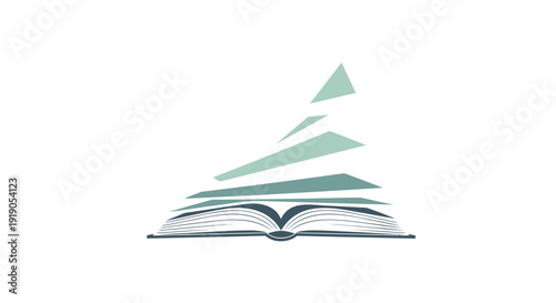 Open book with rising pages vector icon, isolated on transparent background