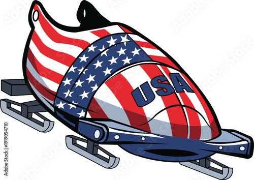 USA Flag Themed Bobsled Racing Sled