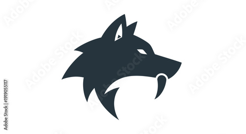 Stylized Wolf Head Silhouette Icon, Fierce Predator, Minimalist Design