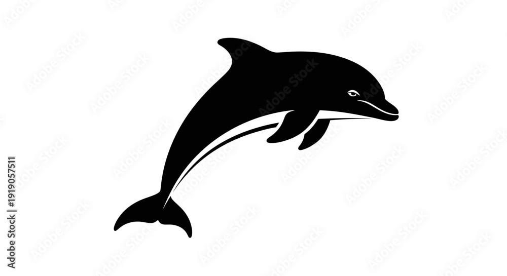 Fototapeta premium Dolphin Silhouette Jumping Out of Water.