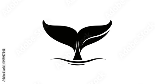 Black Whale Tail Silhouette Design Element.