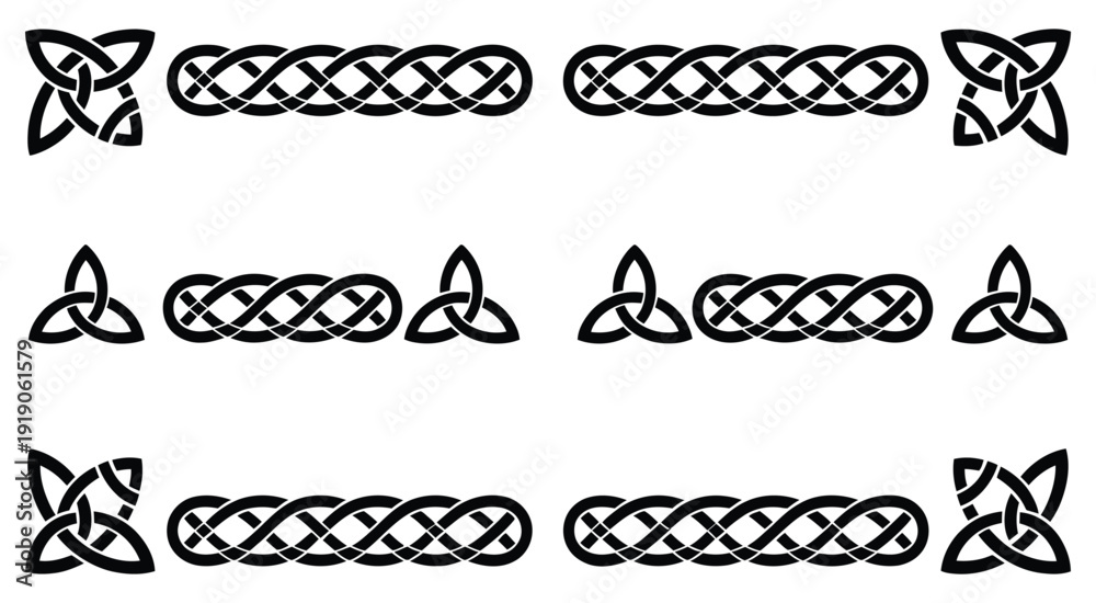 Φωτογραφία Celtic knot border set - triquetra, spiral decorative frames in traditional inte