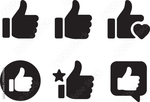 Thumbs up with transparent background black silhouettes social media symbols approval signs
