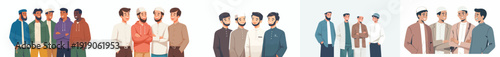 half body vector of Muslim men chatting casually during Ramadan