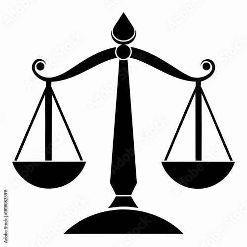 Scales of justice icon black and white legal symbol balance equality law court