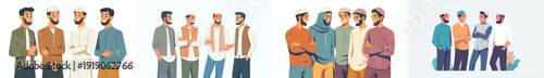 half body vector of Muslim men chatting casually during Ramadan