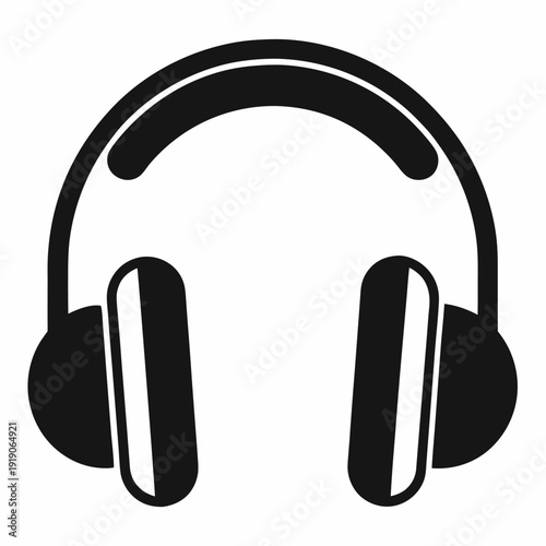Simple black headphones icon music audio listening device
