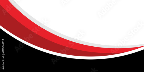 Abstract red, white, and blue curved wave lines on black background, modern dynamic design for technology and business themes.