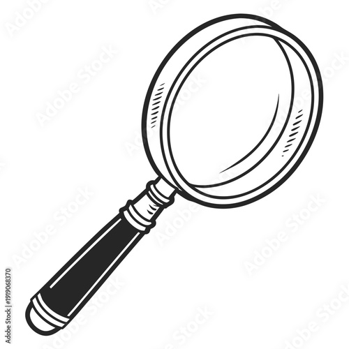 A magnifying glass with a black handle