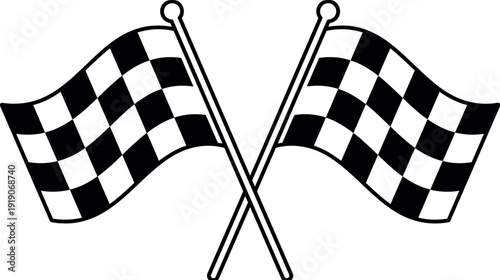 Race Flag Vector: Motorsport Finish Line Icon with Chess Pattern