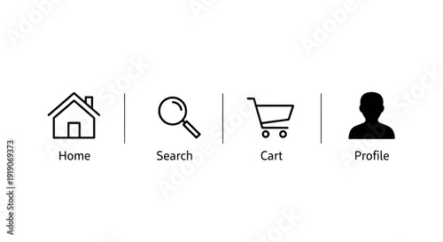 Simple navigation icons for a web application interface