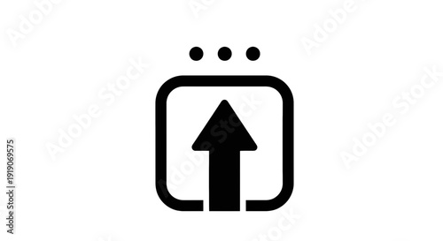 Icon depicting an upward arrow inside a calendar frame with clock hands