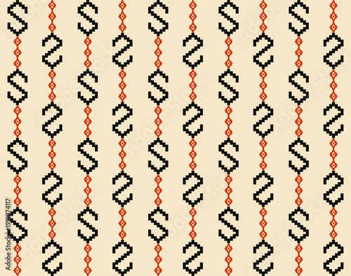 Vertical Geometric S-Pattern,Seamless tribal S-motif pattern for textile printing, lanyards, and modern ethnic website backgrounds.